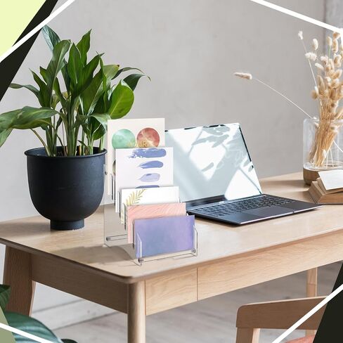 Acrylic File Holder File Organizer Vinyl Record Storage Stand Record Holder 12 Albums, Files, or Magazines, Detachable Clear Magazine Holder, File Folder Organizer, Letter Envelopes Holder in Saudi Arabia