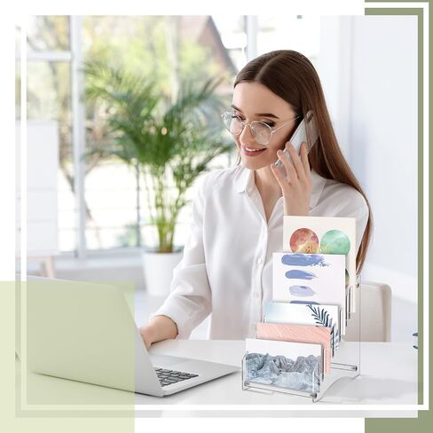 Acrylic File Holder File Organizer Vinyl Record Storage Stand Record Holder 12 Albums, Files, or Magazines, Detachable Clear Magazine Holder, File Folder Organizer, Letter Envelopes Holder in Saudi Arabia