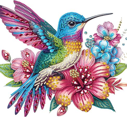 NEWENMO Diamonds Painting Kits for Adults Beginner DIY 5D Hummingbird Diamond Art Paint with Special Shape Diamonds,Full Drill Flowers Diamonds Art Painting Kit for Home Wall Decor 12x12 Inch in Saudi Arabia