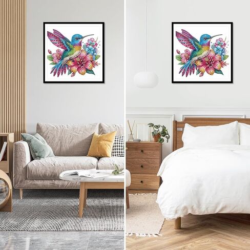 NEWENMO Diamonds Painting Kits for Adults Beginner DIY 5D Hummingbird Diamond Art Paint with Special Shape Diamonds,Full Drill Flowers Diamonds Art Painting Kit for Home Wall Decor 12x12 Inch in Saudi Arabia
