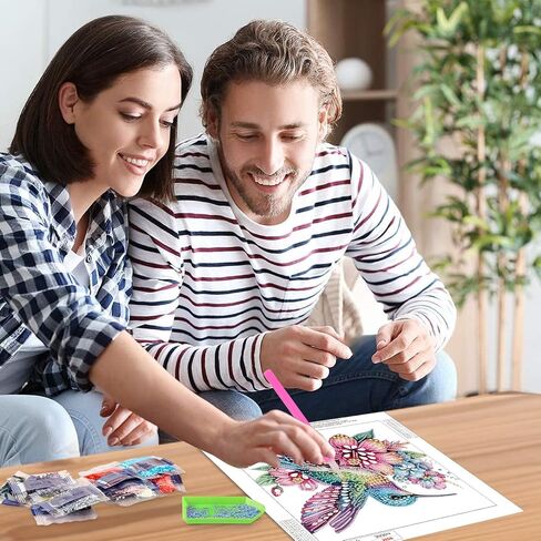 NEWENMO Diamonds Painting Kits for Adults Beginner DIY 5D Hummingbird Diamond Art Paint with Special Shape Diamonds,Full Drill Flowers Diamonds Art Painting Kit for Home Wall Decor 12x12 Inch in Saudi Arabia