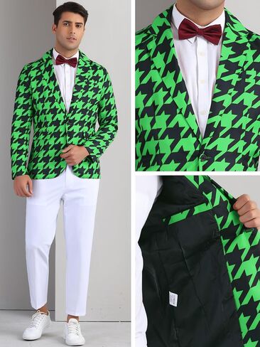 بليزر Lars Amadeus بنمط Houndstooth للرجال في الحفلات الراقصة والمعاطف الرياضية للأعمال in Saudi Arabia
