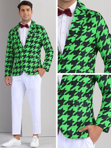 بليزر Lars Amadeus بنمط Houndstooth للرجال في الحفلات الراقصة والمعاطف الرياضية للأعمال in Saudi Arabia