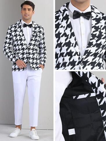 بليزر Lars Amadeus بنمط Houndstooth للرجال في الحفلات الراقصة والمعاطف الرياضية للأعمال in Saudi Arabia