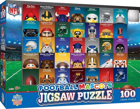 أحجية NFL Mascots المكونة من 100 قطعة للأطفال - منتج مرخص رسميًا من الدوري الوطني لكرة القدم الأمريكية - 14 بوصة × 19 بوصة in Saudi Arabia
