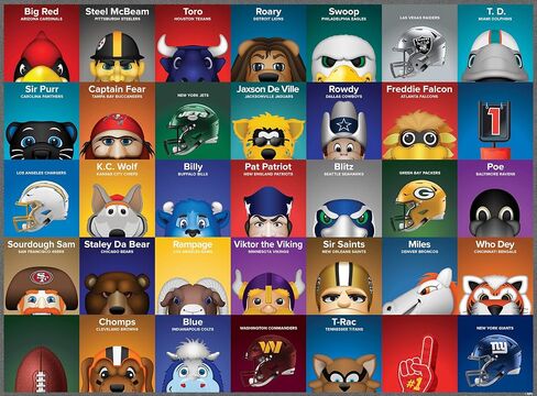 أحجية NFL Mascots المكونة من 100 قطعة للأطفال - منتج مرخص رسميًا من الدوري الوطني لكرة القدم الأمريكية - 14 بوصة × 19 بوصة in Saudi Arabia