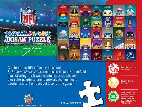 أحجية NFL Mascots المكونة من 100 قطعة للأطفال - منتج مرخص رسميًا من الدوري الوطني لكرة القدم الأمريكية - 14 بوصة × 19 بوصة in Saudi Arabia