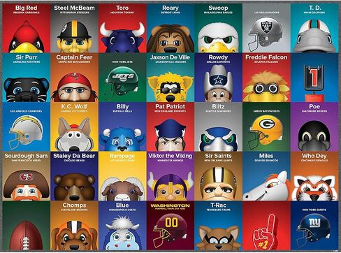 أحجية NFL Mascots المكونة من 100 قطعة للأطفال - منتج مرخص رسميًا من الدوري الوطني لكرة القدم الأمريكية - 14 بوصة × 19 بوصة in Saudi Arabia