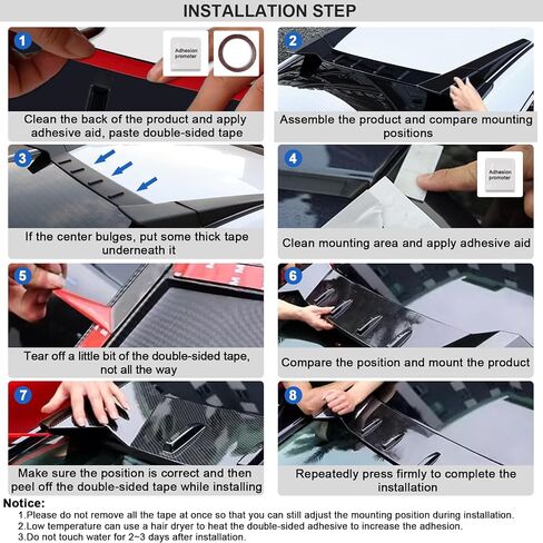 Window Rear Roof Spoiler 3 Pieces Wing Type R Style Compatible with Honda Civic 2016-2021 4 Door Sedan Automotive Body Kits,Glossy Black in Saudi Arabia