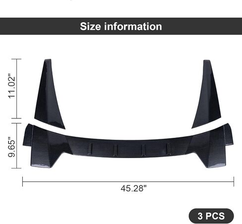 Window Rear Roof Spoiler 3 Pieces Wing Type R Style Compatible with Honda Civic 2016-2021 4 Door Sedan Automotive Body Kits,Glossy Black in Saudi Arabia