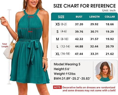 PRETTYGARDEN Womens Summer Dresses 2024 Cute Halter Neck Sleeveless Mini Dress Solid Color Flowy Pleated Beach Dress Sundress in Saudi Arabia