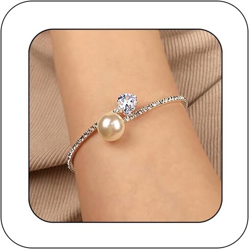 Sparkly Rhinestone Cuff Bangle Bracelet for Women Layered Crystal Half Open Cuff Tennis Wrist Bracelet Bridal Wedding Bracelet Jewelry in Saudi Arabia