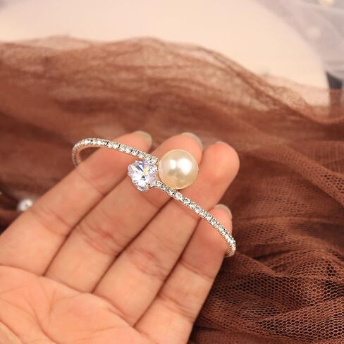 Sparkly Rhinestone Cuff Bangle Bracelet for Women Layered Crystal Half Open Cuff Tennis Wrist Bracelet Bridal Wedding Bracelet Jewelry in Saudi Arabia
