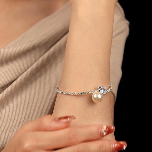 Sparkly Rhinestone Cuff Bangle Bracelet for Women Layered Crystal Half Open Cuff Tennis Wrist Bracelet Bridal Wedding Bracelet Jewelry in Saudi Arabia
