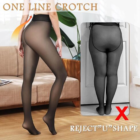 CASMON Fleece Lined Tights Women, Fake Translucent Thermal Leggings for Women Winter, Thick Warm Pantyhose Cold Weather in Saudi Arabia