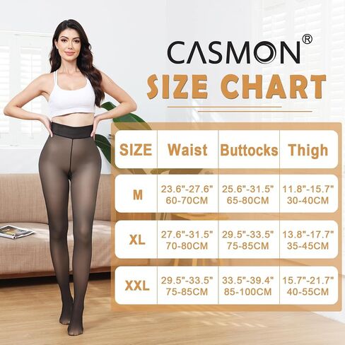CASMON Fleece Lined Tights Women, Fake Translucent Thermal Leggings for Women Winter, Thick Warm Pantyhose Cold Weather in Saudi Arabia