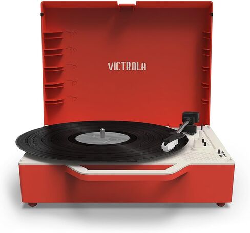 Victrola Re-Spin – Sustainable Suitcase Vinyl Record Player, 3-Speed (33 1/3, 45 & 78 RPM), Belt-Driven Bluetooth Turn Table with Built-in Bass Radiator, 3.5mm Headphone Jack (Gray) in Kuwait