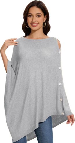 PULI Womens Shawl Wraps Scarf Button Poncho Sweater Cable Knit Oversize Versatile Cardigan Cape for Spring Fall Winter in Kuwait