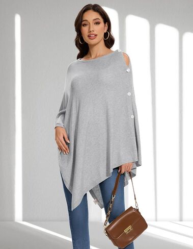 PULI Womens Shawl Wraps Scarf Button Poncho Sweater Cable Knit Oversize Versatile Cardigan Cape for Spring Fall Winter in Kuwait