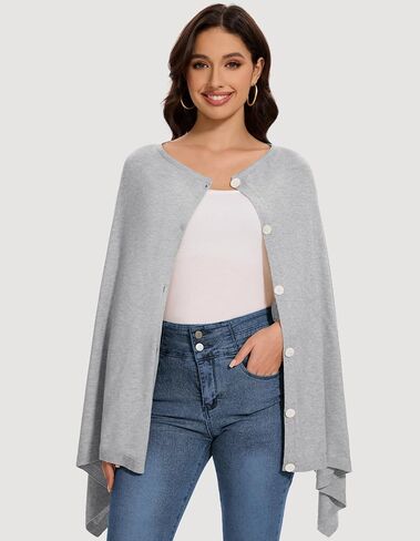 PULI Womens Shawl Wraps Scarf Button Poncho Sweater Cable Knit Oversize Versatile Cardigan Cape for Spring Fall Winter in Kuwait