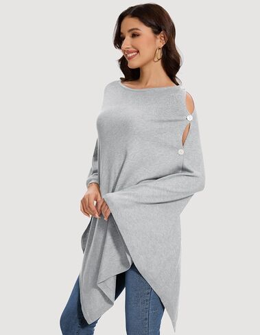 PULI Womens Shawl Wraps Scarf Button Poncho Sweater Cable Knit Oversize Versatile Cardigan Cape for Spring Fall Winter in Kuwait