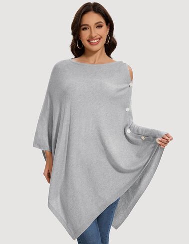 PULI Womens Shawl Wraps Scarf Button Poncho Sweater Cable Knit Oversize Versatile Cardigan Cape for Spring Fall Winter in Kuwait
