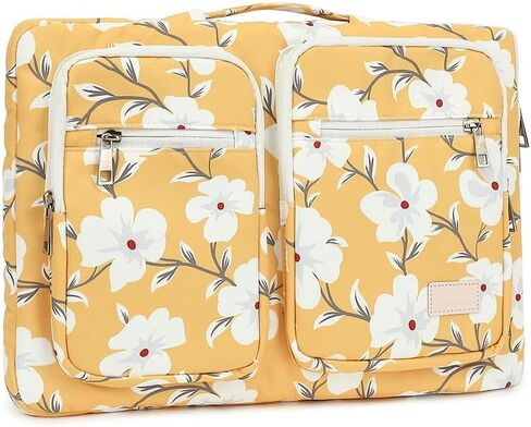 غطاء حقيبة كمبيوتر محمول واقٍ بزاوية 360 درجة من Canvaslife مع مقبض لجهاز iPad 12.9 بوصة، وMacBook Pro Air 13 بوصة و12.5 بوصة - 13.3 بوصة (زهرة صفراء) in Saudi Arabia