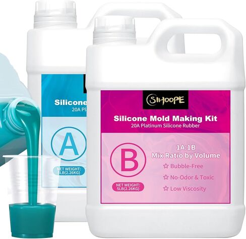 Silicone Mold Making Kit - 20A Platinum Liquid Silicone Rubber for Mold Maker Jade Green Flexible & Food Safe Mix Ratio 1:1 for Casting 3D Resins Molds DIY Soap Candle Plaster Clay (5, Pounds) in Kuwait