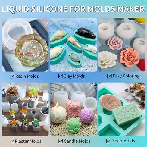 Silicone Mold Making Kit - 20A Platinum Liquid Silicone Rubber for Mold Maker Jade Green Flexible & Food Safe Mix Ratio 1:1 for Casting 3D Resins Molds DIY Soap Candle Plaster Clay (5, Pounds) in Kuwait