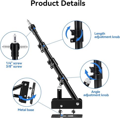 Takerers Ring Light Wall Mount: Save Space, 180º Flexible Rotation - Wall Mount Triangle Boom Arm with 3/8 & 1/4 screw for Photography Light, Monolight, Softbox, Umbrella, Reflector, Max Length 51inch in Saudi Arabia