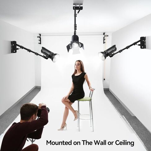 Takerers Ring Light Wall Mount: Save Space, 180º Flexible Rotation - Wall Mount Triangle Boom Arm with 3/8 & 1/4 screw for Photography Light, Monolight, Softbox, Umbrella, Reflector, Max Length 51inch in Saudi Arabia