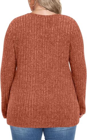 HOTGIFT Womens Plus Size Tops Long Sleeve Crewneck Casual Tunic Shirts Buttons XL-5XL Blouse Loose Comfy Basic Fashion in Saudi Arabia