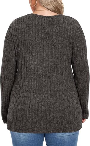 HOTGIFT Womens Plus Size Tops Long Sleeve Crewneck Casual Tunic Shirts Buttons XL-5XL Blouse Loose Comfy Basic Fashion in Saudi Arabia