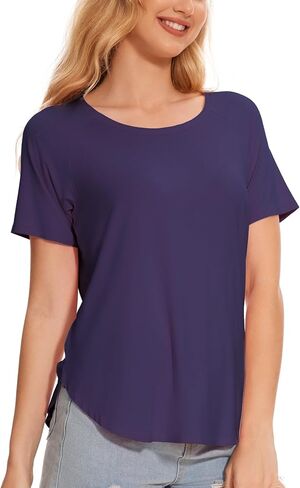 GYS Womens Pajama Tops Short Sleeve Shirts Summer Comfy Crew Neck Sleep T-Shirt in Saudi Arabia