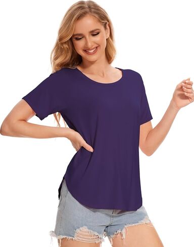 GYS Womens Pajama Tops Short Sleeve Shirts Summer Comfy Crew Neck Sleep T-Shirt in Saudi Arabia