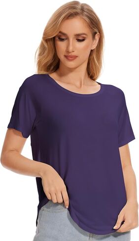 GYS Womens Pajama Tops Short Sleeve Shirts Summer Comfy Crew Neck Sleep T-Shirt in Saudi Arabia