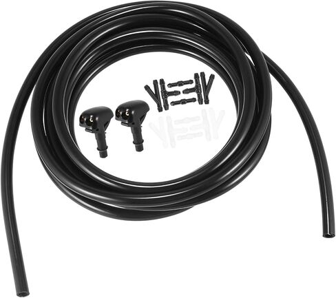 Front Windshield Washer Hose Kit Fit for Mitsubishi Lancer with 3 Meter Washer Fluid Hose 12 Pcs Hose Connectors - Pack of 15 Black Item Replacement in Saudi Arabia