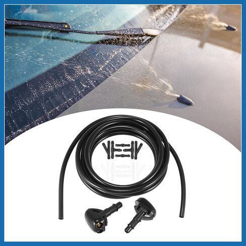 Front Windshield Washer Hose Kit Fit for Mitsubishi Lancer with 3 Meter Washer Fluid Hose 12 Pcs Hose Connectors - Pack of 15 Black Item Replacement in Saudi Arabia