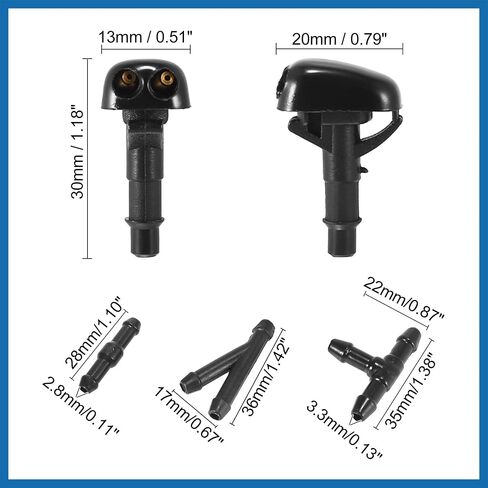 Front Windshield Washer Hose Kit Fit for Mitsubishi Lancer with 3 Meter Washer Fluid Hose 12 Pcs Hose Connectors - Pack of 15 Black Item Replacement in Saudi Arabia