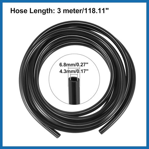 Front Windshield Washer Hose Kit Fit for Mitsubishi Lancer with 3 Meter Washer Fluid Hose 12 Pcs Hose Connectors - Pack of 15 Black Item Replacement in Saudi Arabia