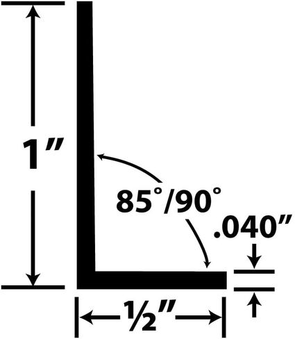 Outwater Plastics 1920-Bk Black 1 Inch X 1/2 Inch X 3/64 (.04) Inch Thick Styrene Angle Plastic Angle Moulding 46 Inch Lengths (Pack of 3) in Saudi Arabia