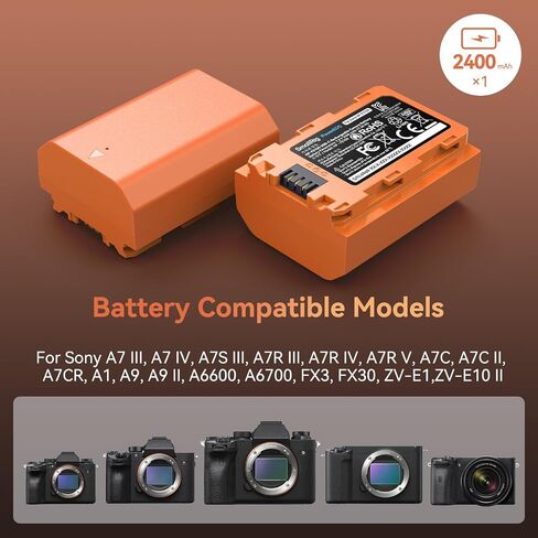 بطارية بديلة للكاميرا SMALLRIG NP-FZ100 بقدرة 2400 مللي أمبير في الساعة لهاتف Sony A7R V وA7 IV وA7S III وUSB-C 2.5H بطارية شحن سريع لكاميرا A7R IV وA7R III وA7 III وA7C وA7C II وA6600 وA6700 وFX3 وZV -E1-4265B in Saudi Arabia