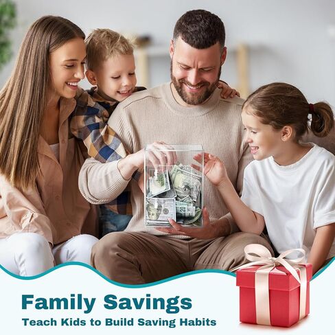 Clear Piggy Bank with Lock and Key, Large Acrylic Piggy Banks for Kids Adults, Clear Openable Money Saving Box for Cash Coins, Reusable Saving Box for Real Money (Clear) in Saudi Arabia