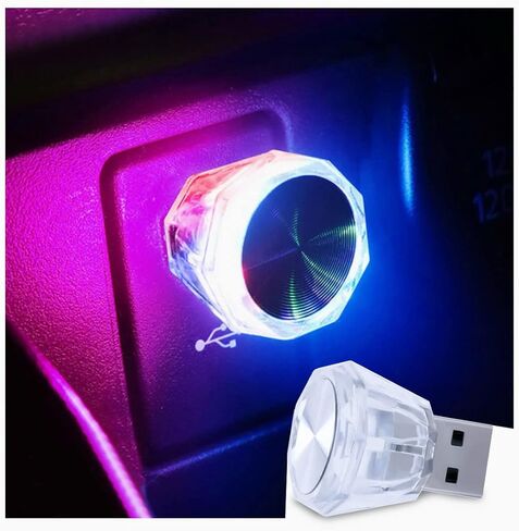 AUCELI USB سيارة LED أضواء الغلاف الجوي، 2PCS السيارات الداخلية سقف ضوء الليل، أضواء الديكور الصغيرة المحمولة، التوصيل والتشغيل مصباح المحيطة الرومانسية، اكسسوارات المركبات لغرفة ديسكو عيد ميلاد غرفة المنزل in Saudi Arabia
