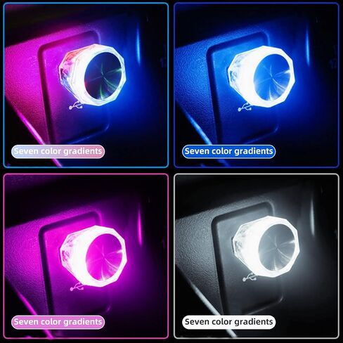 AUCELI USB سيارة LED أضواء الغلاف الجوي، 2PCS السيارات الداخلية سقف ضوء الليل، أضواء الديكور الصغيرة المحمولة، التوصيل والتشغيل مصباح المحيطة الرومانسية، اكسسوارات المركبات لغرفة ديسكو عيد ميلاد غرفة المنزل in Saudi Arabia