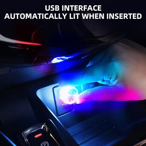 AUCELI USB سيارة LED أضواء الغلاف الجوي، 2PCS السيارات الداخلية سقف ضوء الليل، أضواء الديكور الصغيرة المحمولة، التوصيل والتشغيل مصباح المحيطة الرومانسية، اكسسوارات المركبات لغرفة ديسكو عيد ميلاد غرفة المنزل in Saudi Arabia