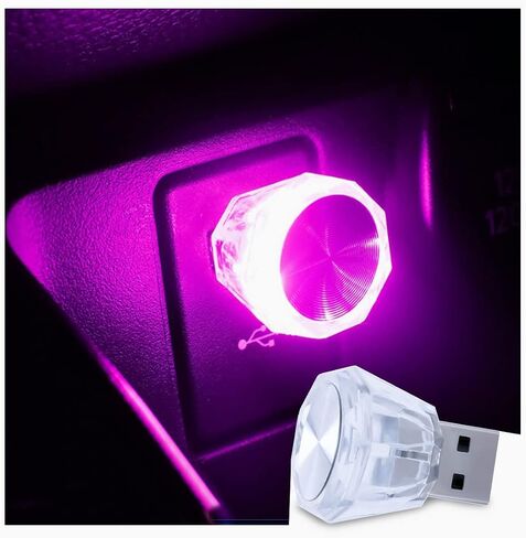 AUCELI USB سيارة LED أضواء الغلاف الجوي، 2PCS السيارات الداخلية سقف ضوء الليل، أضواء الديكور الصغيرة المحمولة، التوصيل والتشغيل مصباح المحيطة الرومانسية، اكسسوارات المركبات لغرفة ديسكو عيد ميلاد غرفة المنزل in Saudi Arabia