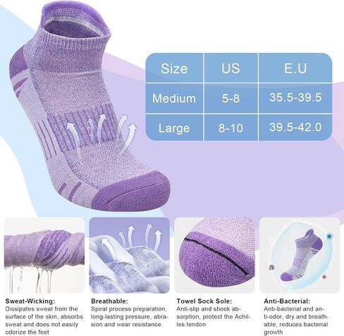 YSense Ankle Socks for Women Men, Thick Cushioned Running Athletic Cotton Socks with Moisture Wicking Low Cut No Show in Kuwait