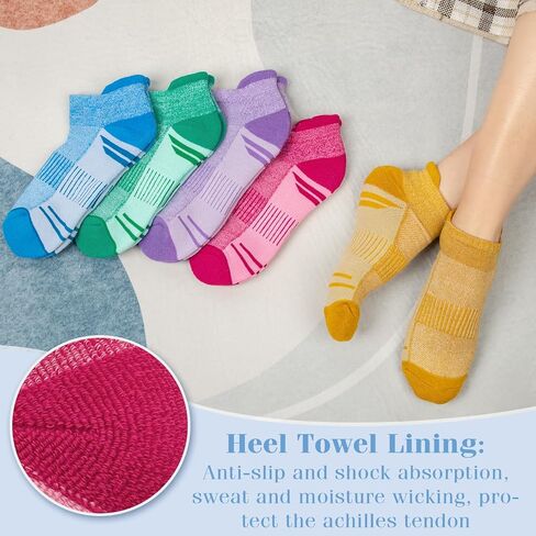 YSense Ankle Socks for Women Men, Thick Cushioned Running Athletic Cotton Socks with Moisture Wicking Low Cut No Show in Kuwait