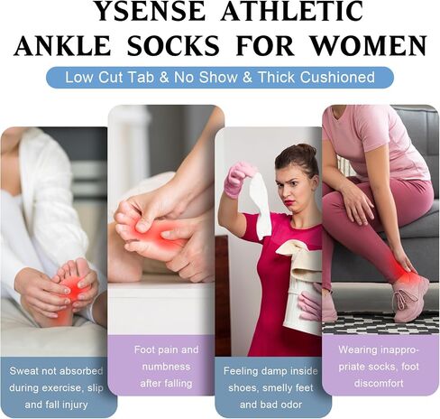 YSense Ankle Socks for Women Men, Thick Cushioned Running Athletic Cotton Socks with Moisture Wicking Low Cut No Show in Kuwait